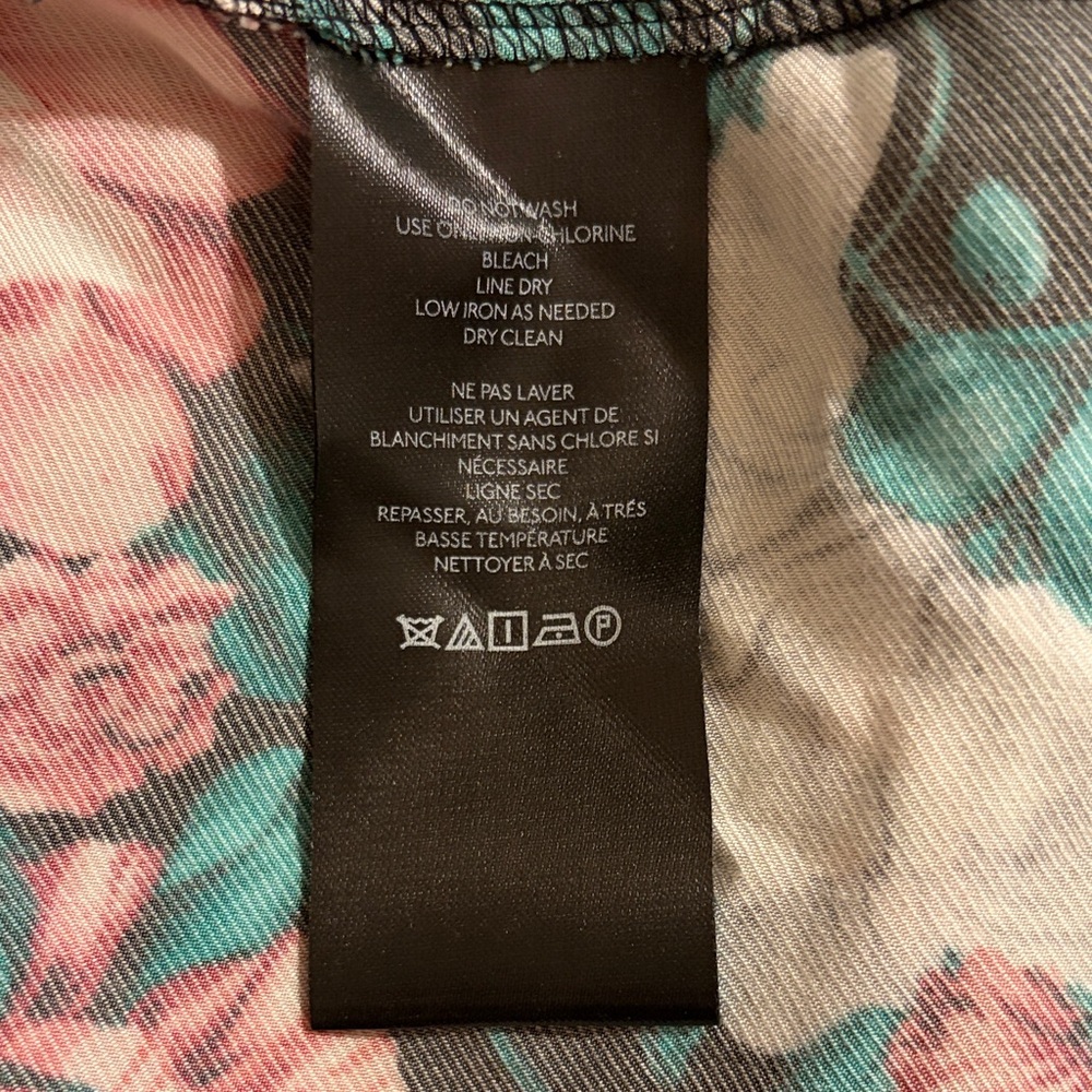 Anthropologie Black Midi Dress with Red and Green Floral Design - Picture 7 of 8